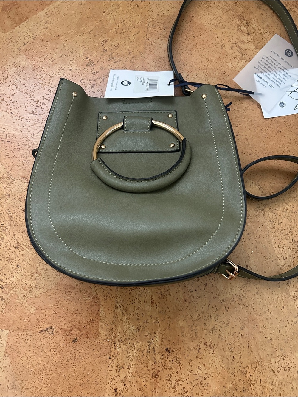 Urban Originals Olive Green Saddle Crossbody with Gold Ring